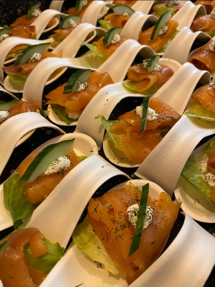 Salmon, cream cheese, cucumber and dill